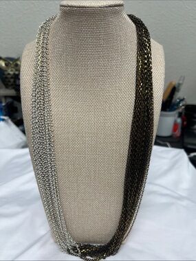 Cara New York Two-Tone Black and Silver Multi-Strand Women’s Necklace.